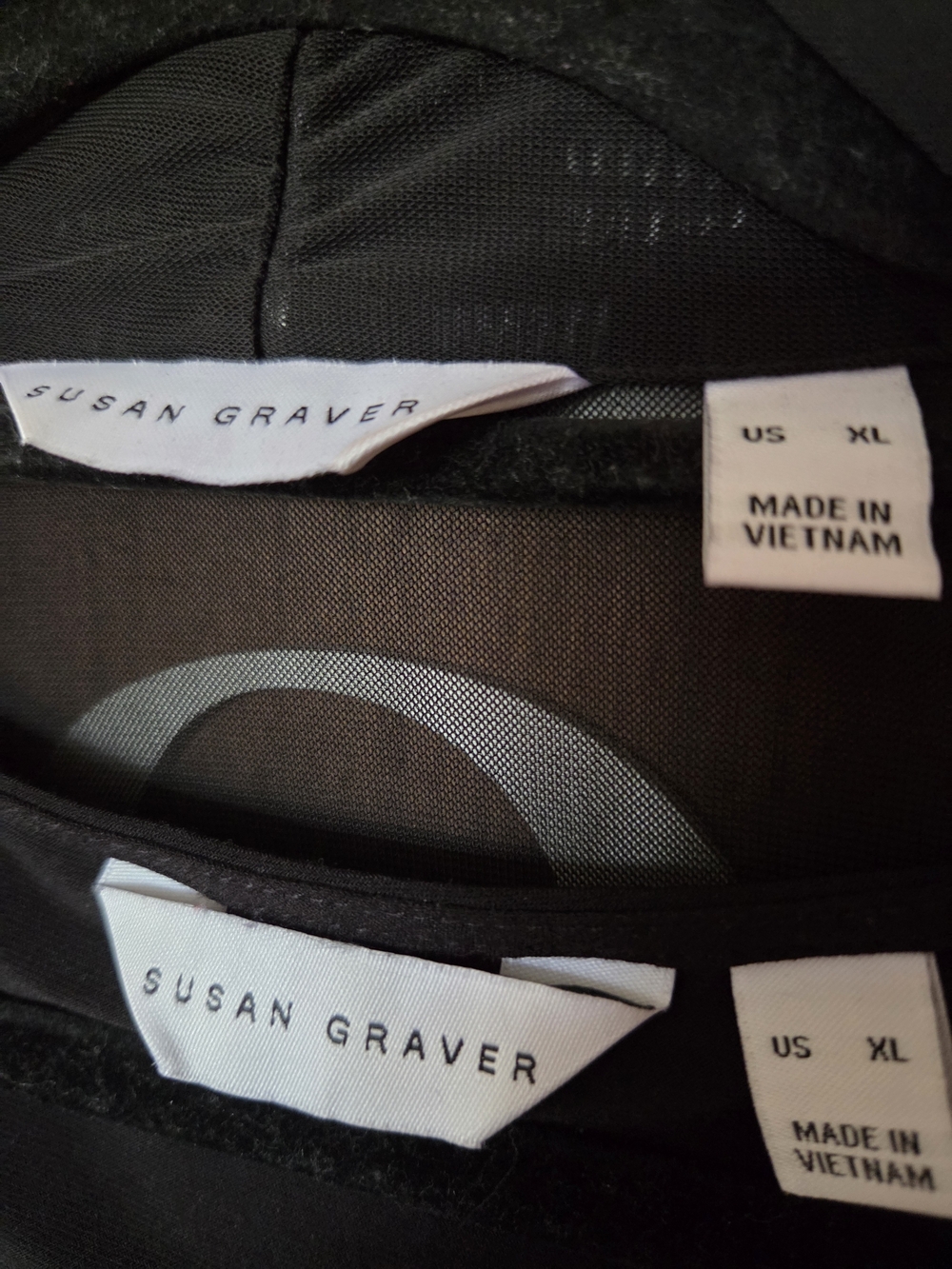Susan Graver Black Sheer Cardigan with Mesh Detail With Matching Tank. 2 Pc Set. - Picture 3 of 3
